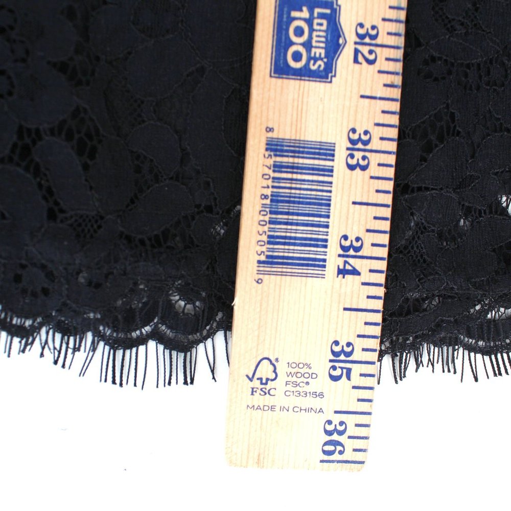 Joie Nikolina Dress Black Lace Sleeveless V Neck Scalloped Eyelash Trim SZ M - Picture 13 of 15